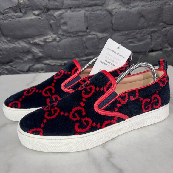 GUCCI Web GG Low Sneakers Black Velour 7.5 G or 8 US 41.5 EUR - Picture 10 of 16